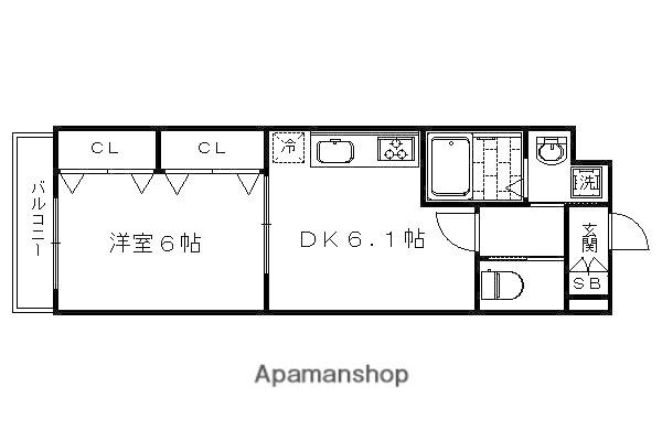 花園春日町マンション(1DK/2階)の間取り写真