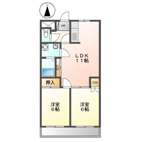 プリベール上桂(2LDK/3階)の間取り写真