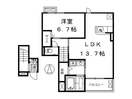 サニレジデンス(1LDK/2階)の間取り写真