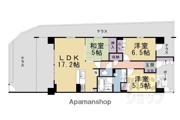 パークシティ桂ジオ(3LDK/1階)の間取り写真