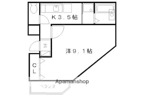 プロムナードつるはせ(1K/2階)の間取り写真