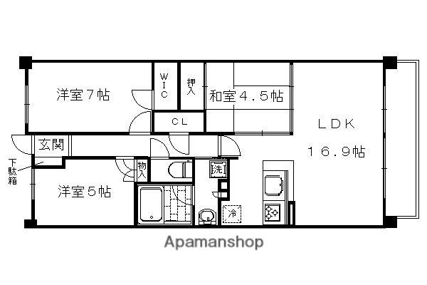 山陰本線 嵯峨嵐山駅 徒歩3分 5階建 築7年(3LDK/5階)の間取り写真