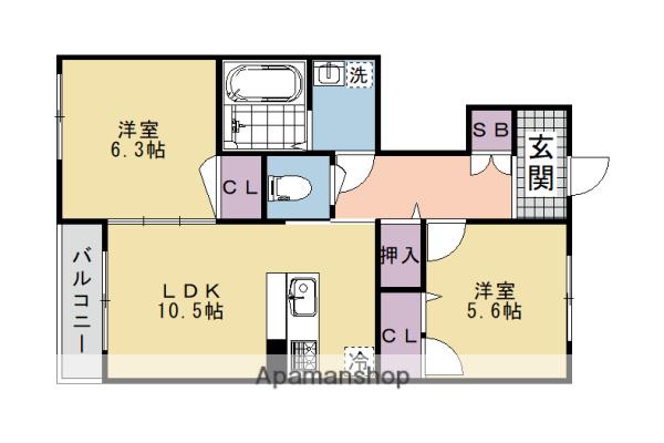 ベレオ桂(1SLDK/1階)の間取り写真