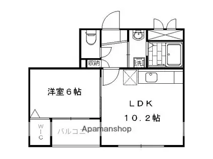 ベルビュー太秦(1LDK/1階)の間取り写真