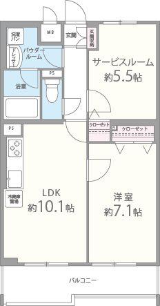エスポアール西大路(1SLDK/1階)の間取り写真