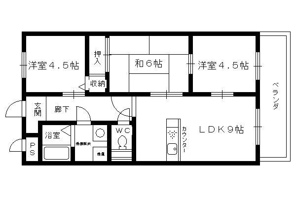 アネーロ長岡京(3LDK/4階)の間取り写真