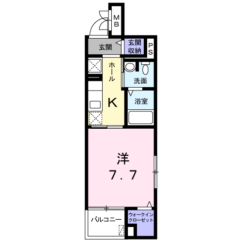 ルミエール長岡京(1K/4階)の間取り写真
