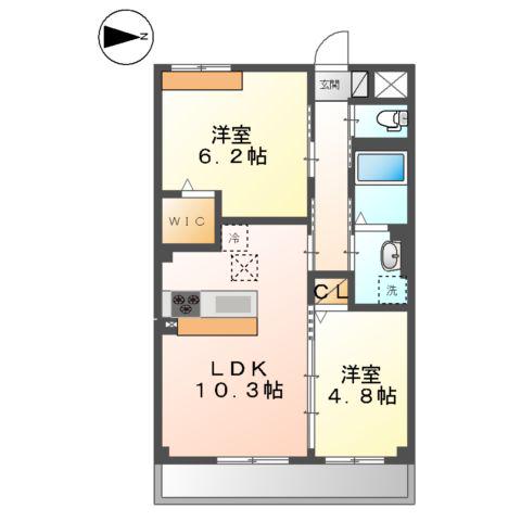 エルヴィータ大山崎(2LDK/1階)の間取り写真