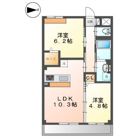 エルヴィータ大山崎(2LDK/2階)の間取り写真