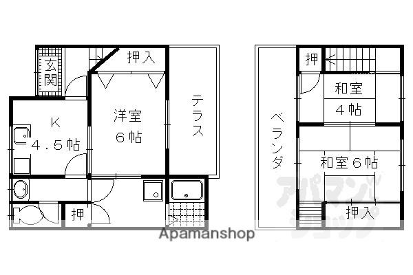 物集女町森ノ上貸家(3K)の間取り写真