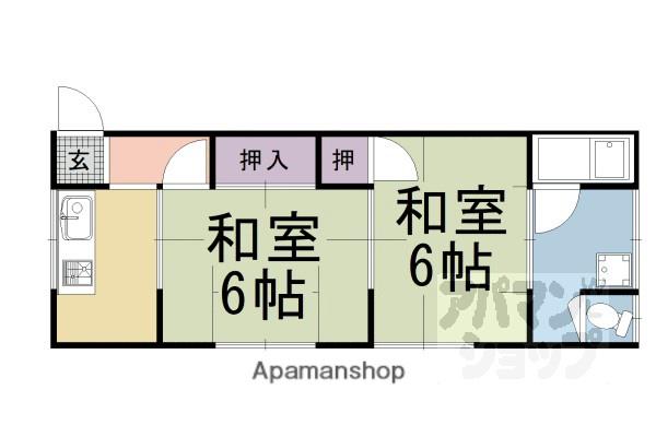 八ノ坪荘(2K/1階)の間取り写真