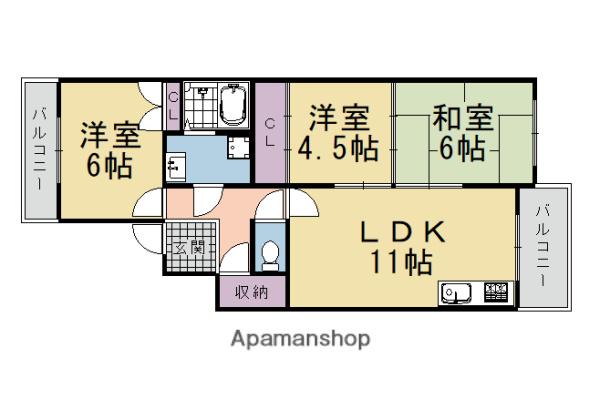 スクエアメゾン並河(3LDK/3階)の間取り写真