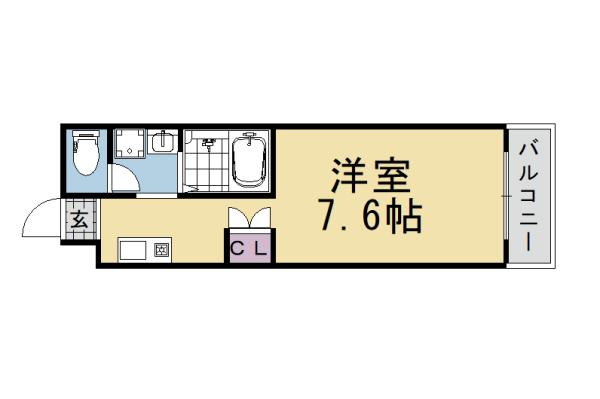 オーシャンズ西向日(1K/3階)の間取り写真