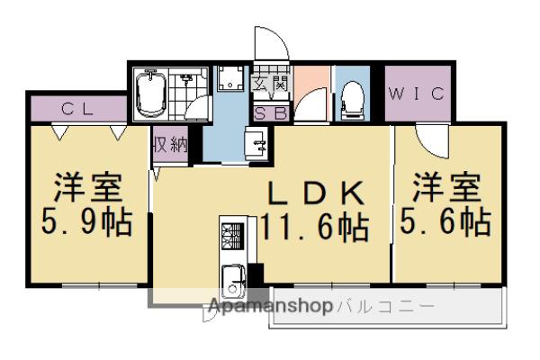 シャーメゾン レビエ(2LDK/1階)の間取り写真