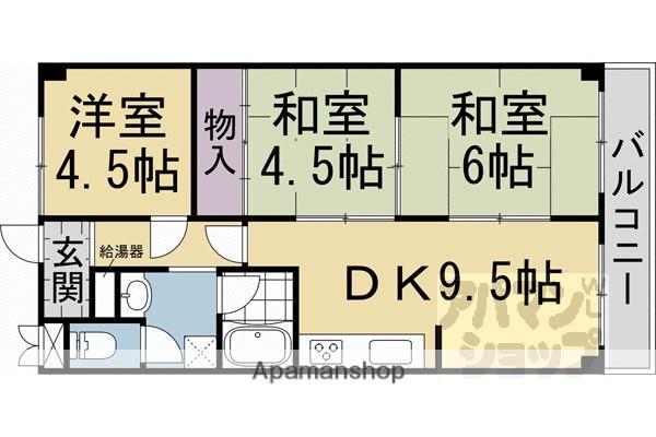 ジョイ嵯峨野(3DK/4階)の間取り写真