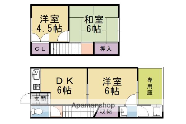 森本町前田９貸家(3DK)の間取り写真