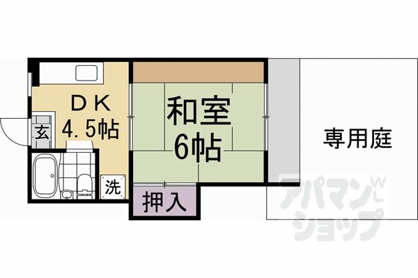 山田マンション(1DK/1階)の間取り写真