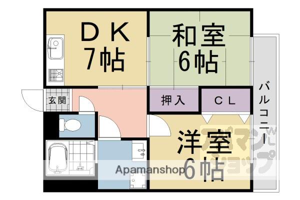 メゾン・ソレイユ(2DK/1階)の間取り写真