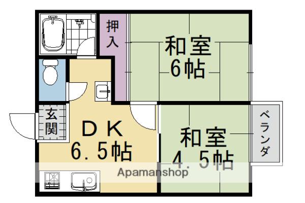 ひまわりハイツI(2DK/2階)の間取り写真