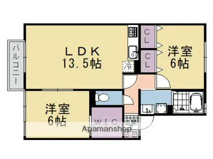 レジデンス桜(2LDK/1階)の間取り写真