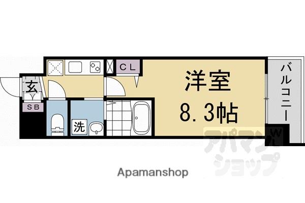 アスヴェル京都太秦(1K/3階)の間取り写真