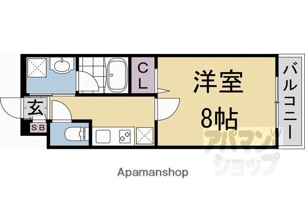 CREDOR東寺南(1K/1階)の間取り写真