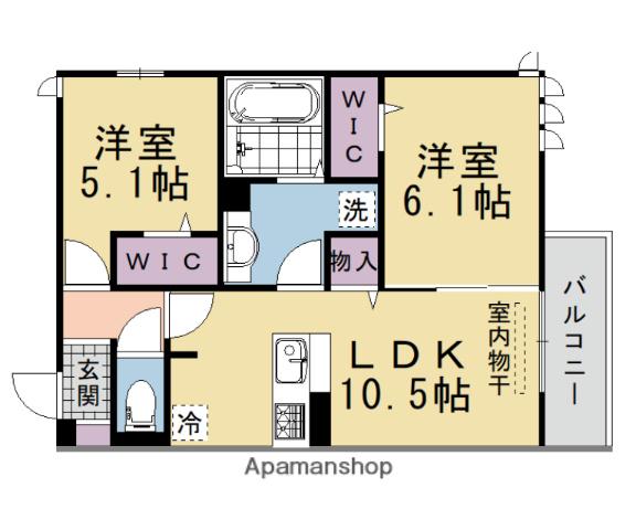 シャトーNY(2LDK/1階)の間取り写真