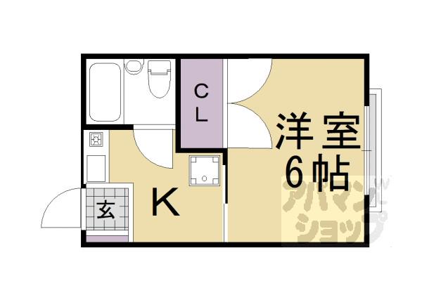 サンヴィエール長岡(1K/1階)の間取り写真