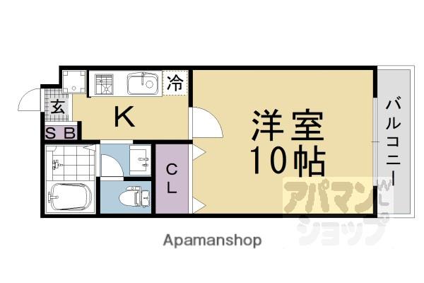 ラ・フローラル・ツィンI・II(1K/2階)の間取り写真