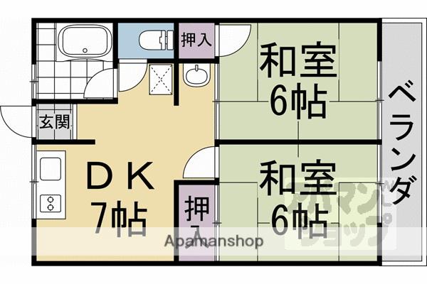 シティハイム物集女(2DK/2階)の間取り写真