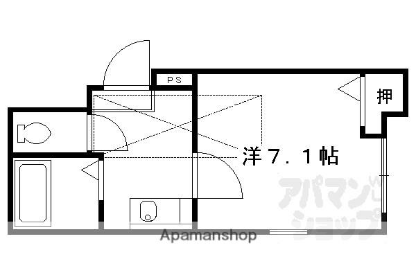 阪急電鉄京都線 桂駅 徒歩18分 2階建 築24年(1K/1階)の間取り写真
