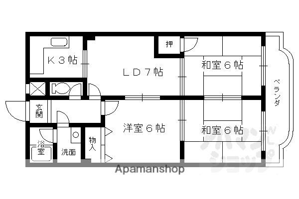 アクシス葛野(2LDK/1階)の間取り写真