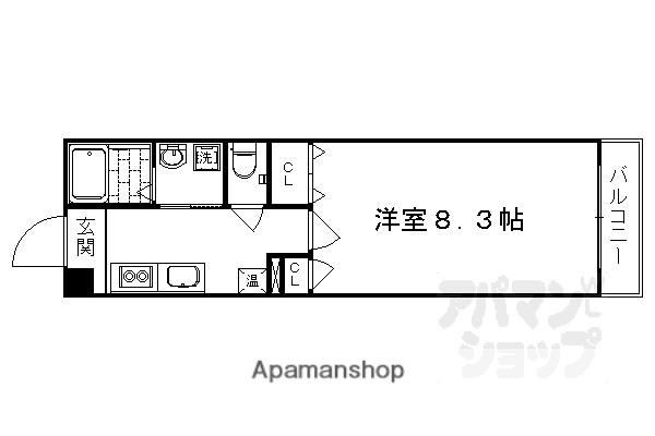サンクスパレ桂II(1K/1階)の間取り写真