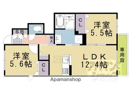 シャーメゾン西山(2LDK/1階)の間取り写真