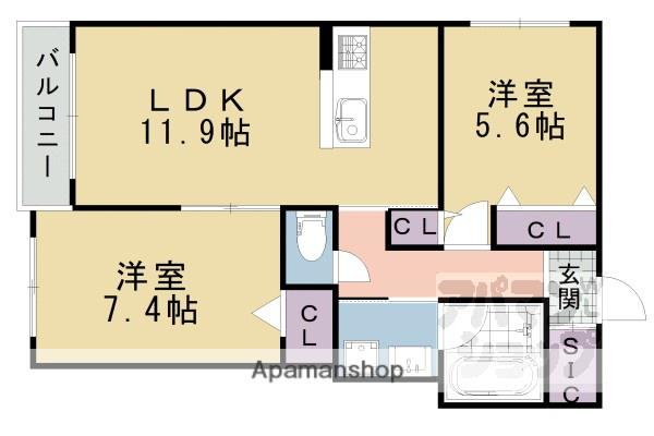 ローズコート アネックスII(2LDK/2階)の間取り写真