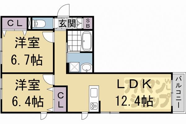 シャーメゾンうぐいす台II(2LDK/2階)の間取り写真