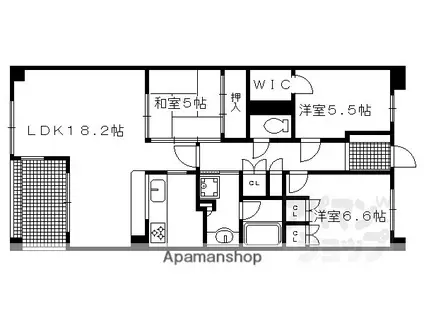 阪急電鉄京都線 桂駅 徒歩3分 5階建 築13年(3LDK/1階)の間取り写真