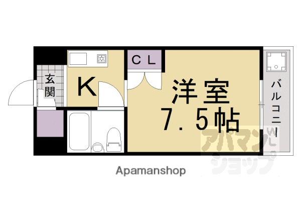 AXIA京都(1K/5階)の間取り写真