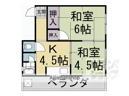 ロハス長岡京(2DK/1階)の間取り写真