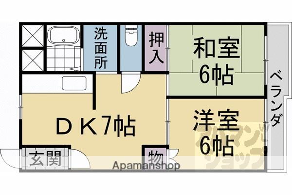 ロイヤルハイツ亀岡(2DK/2階)の間取り写真