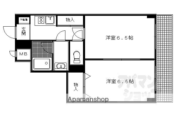 グランデール桂川(2K/2階)の間取り写真
