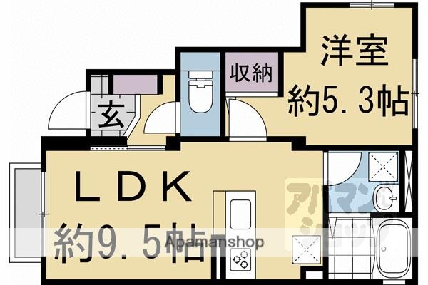 西京区川島玉頭町アパート(1LDK/1階)の間取り写真
