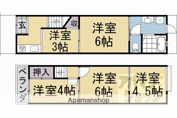 京福嵐山本線 有栖川駅 徒歩5分 2階建 築60年(5K)の間取り写真