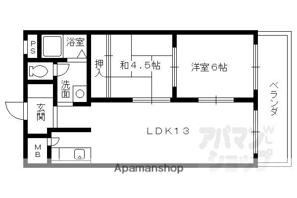 アサワハイツ(2LDK/1階)の間取り写真