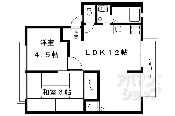 グリーンヒルセイジュII(2LDK/2階)の間取り写真