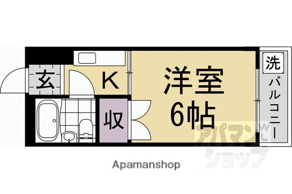 ピエスあさのB(1K/2階)の間取り写真