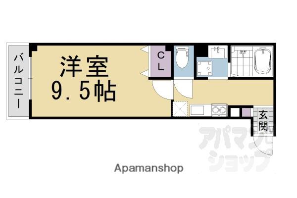 サンクスパレ千代原(1K/1階)の間取り写真