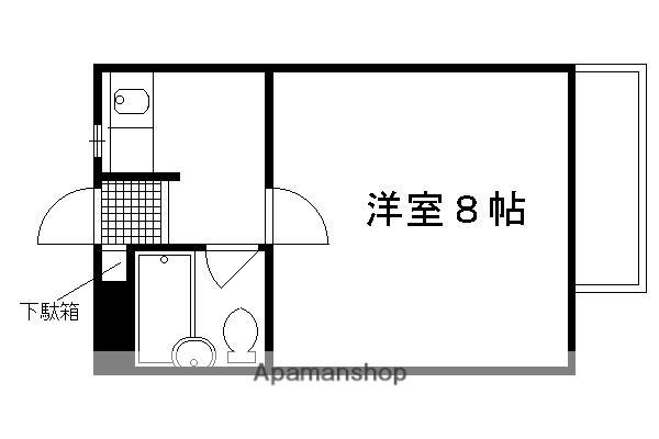 ポプラハイツ(1K/3階)の間取り写真