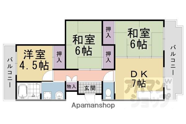洛西北福西市営(3DK/9階)の間取り写真