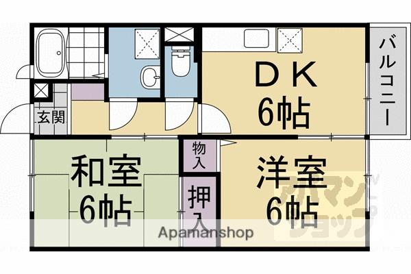 エクセル亀岡(2DK/1階)の間取り写真